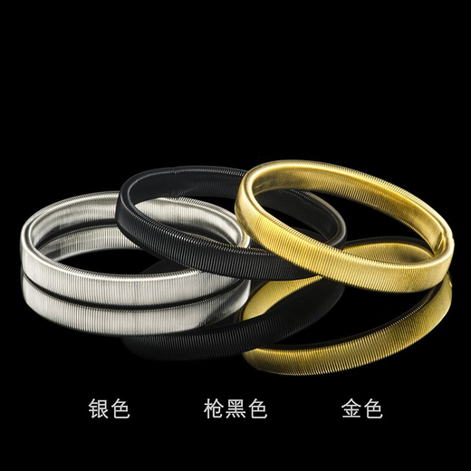 CLCEY metal cuffs bartender shirt cuff fixed control sleeve length spring ring armband armband women's cufflinks black pro diameter about 75mm