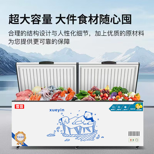 雪音冰柜减霜大容量卧式冷柜家用商用冷藏冷冻单温双温一级节能雪柜厨房囤货冰箱 688单温【智慧新款】长1.31米