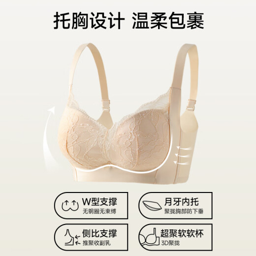 婷美小胸聚拢显大蕾丝内衣女提拉上托侧收防下垂调整莫代尔文胸罩