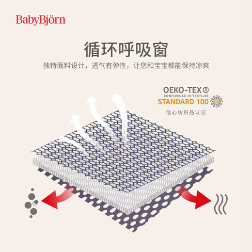 BabyBjorn瑞典品牌进口透气婴幼儿背带抱娃神器Harmony背带0-3岁 奶油色/3D网眼