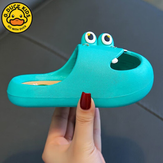 G.duck Little Yellow Duck Boy Dinosaur Summer Children's Slippers Home Baotou Indoor Non-slip Super Soft Baby Boy Cartoon Sandals Little Yellow Duck Dinosaur/Green Size 32-33 Foot Length 19-19.5 Wear