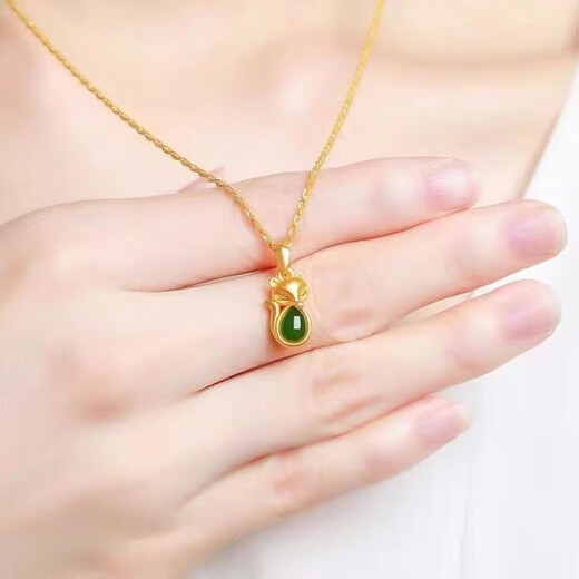 Wei Ci gold necklace women's pure gold heart-shaped pendant plated 18k color gold clavicle chain 2025 new Valentine's Day gift Jasper Fox