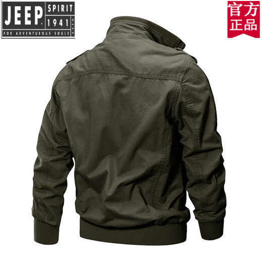 吉普（JEEP）官方高端德国执政官飞行员服外套男纯棉夹克春秋户外宽松战术外套 薄款 品牌旗舰款9903军绿色 150-165斤 建议 2XL