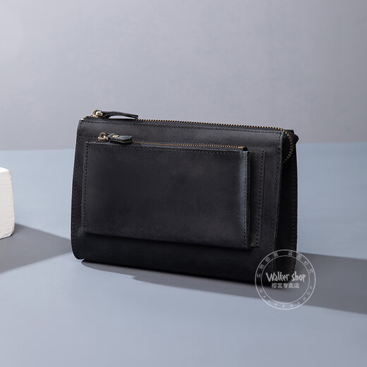 Walker Shop男包奢侈品新品【头层牛皮】男士长款拉链钱包休闲手工抓包手包潮 贵族棕
