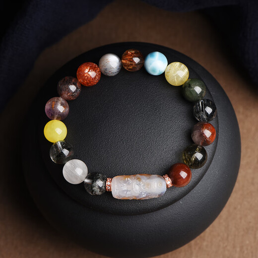 Pingyan Crystal One-to-One Private Customized Bracelet Women's Hair Crystal Super Seven Ghost Bracelet Men's 8mm Single Circle Women's