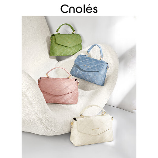 蔻一锦感系列包包新款女斜挎包复古百搭小众设计手提单肩包 冰丝水蓝