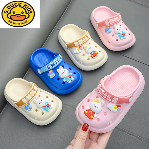 G.Duckkids2024 Sommer Neuer Soft Sohle Stomp Feel Hole-Schuhe für Jungen, Mädchen und Kinder, die verdickte nicht rutschfeste Sandalen für zwei tragen Rosa H Rabbit Cloud 32 /33 Innere Länge 20cm8-9h