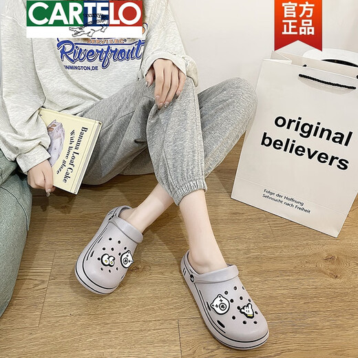 Cartelo Crocodile (Cartelo) Tabouret Sensation de sens Chaussures pour femmes Sandales à toe à sandales de sac épaisses d'été