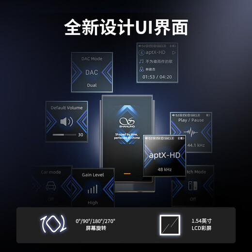 SHANLING UP6 full-format balanced Bluetooth decoding headphone amp HIFI audiophile-grade Bluetooth dual ES90690 flagship portable small tail all-in-one machine UP6 gray with free blue leather case