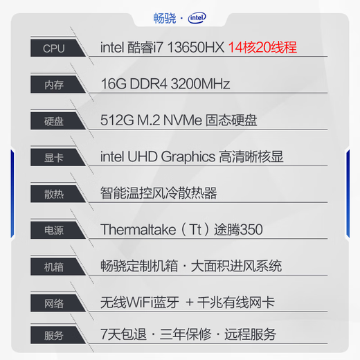 Changxiao Shangqi A National subsidy 20% desktop computer host commercial office home stand-alone machine (13th generation i7 13650HX 16G 512G WiFi)