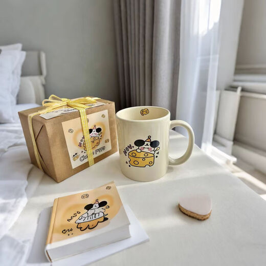 Cute cheese plane puppy ceramic cup mug coffee cup birthday gift (single cup without box) puppy cup shipped randomly 1 piece 350ml