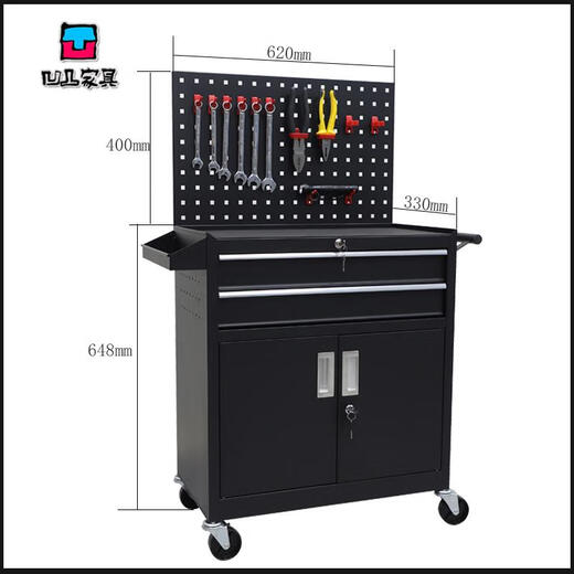 Kezitu Tool Trolley Cart Auto Repair Tool Cabinet Industrial Style Drawer-Type Multi-Function Workshop Mobile Parts Cart Tool Box Desert Yellow Two-Pull Tool Trolley