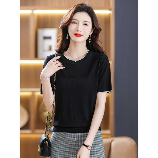 Yilizi [1396 Menschen lobten] Mamas Sommer mit kurzer Ärmel T-Shirt für Frauen 40-jähriges Tianshi Top für den Sommer 2025 neue Milchfarbe mittleren Alters Milch M [95-105]
