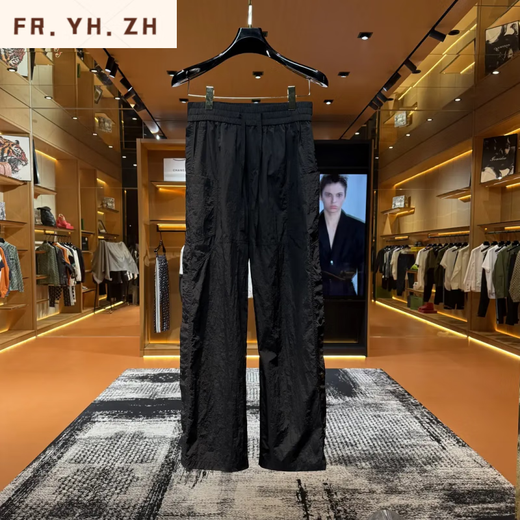 FR.YH.ZH「D6623」“黑武士清凉卫裤” 春夏简约潮流休闲排扣透气网孔卫裤 黑色【现货】 M (100-130斤)