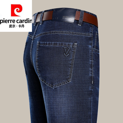 皮尔卡丹（pierre cardin）弹力牛仔裤男士直筒宽松透气春秋季中年人爸爸男裤商务休闲长裤子 中兰色（3881春秋款） 常规 29 推荐【110斤左右】