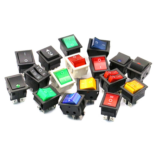 Dafurui KCD4 boat-shaped switch boat-shaped switch small rocker power button push button 6-pin electronic push-type with light 250V 4-pin 2-speed yellow light (2 pcs)