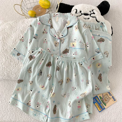 Mobeihai pijama de tres piezas para mujeres en pantalones cortos de manga corta de verano pantalones de cárdigan ropa para el hogar del hogar delgada traje de dibujos de dibujos animados 9905 metros set de tres piezas de corazón blanco