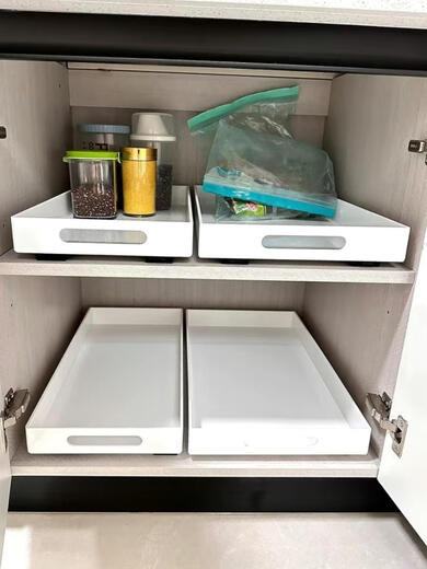 Süßer Miaomiao Schrank Innenschubladen Stachbahn Schiene Pallet Küchenlagerkorb unter Waschbecken Pull-Pull-Aufbewahrungsmaschinenschrank Pallet Weiß mit Spur + Nanokleber 15258 cm
