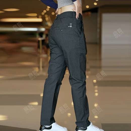 Kledboy Qizhe Business Men's Clothing Spring and Summer New Light Light Luxury Men's Strilp Talers de moda y Evergrande Casual Pants 838 Black and Gray 32 (sugerido 130-140Jin [Jin equivale a 0.5 kg])