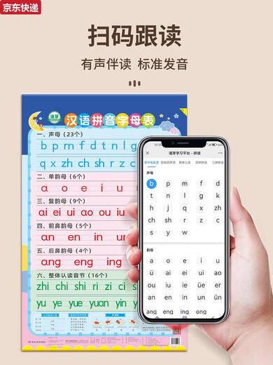 CAOX26 Piegador de pared de alfabeto chino Pinyin Palabra de primer grado Syllables Syllables Pinyin Training Streced Audio Company Reading 3 Pinyin + sílabas + Matemáticas