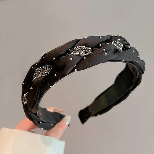 Jiao Xuefeiogen yarn starry light luxury headband black high skull forehead pressure hair bundle going out versatile headband hair accessories headwear