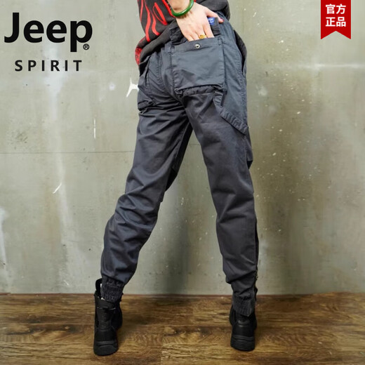 吉普（JEEP）春秋男士纯棉休闲裤工装宽松直筒束脚裤户外登山薄款耐磨运动长裤 679卡其色（夏款） 32 (建议140-150斤)