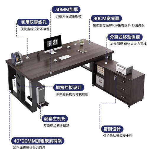 Rongjiang leader desk boss desk president desk work desk manager desk supervisor desk black walnut 1.4 meters single table