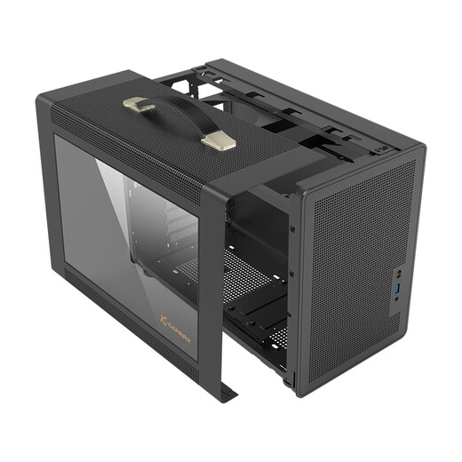 Unknown Player P60 Portable MATX Compact MINI Desktop Small Chassis Glass Side Transparent ITX Desktop TypeC Gaming Mini Computer Chassis P60 Chassis - Black + Prism 4pro Fans 3 pcs 2 positive 1 reverse