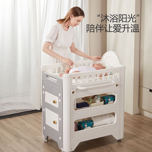 Winsiole Pull-Out Windel Tisch Multifunktionaler Babypflege Tabelle Zwei-in-Eins-Matten-Speicherbox Wickelkäppchen-Einfacher Pflegetisch + Hanging Eimer *3