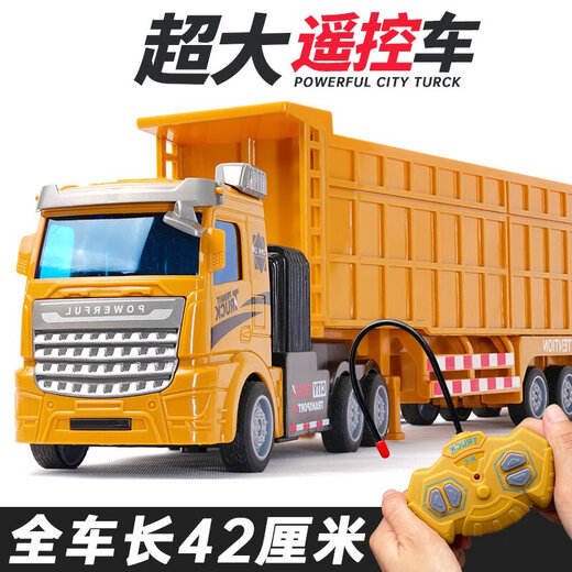 Lkw-Boy-Spielzeugauto-Auto Traktor Halbanhänger Güter Fahrzeug Fernbedienungsteuerungsteuerung Elektrische Transportwagen Anhänger Container LKW Elektrische Fernbedienung Größere 44 cm Langkopfbehälter-LKW 3 Lithiumbatterie 3 Ladekabel