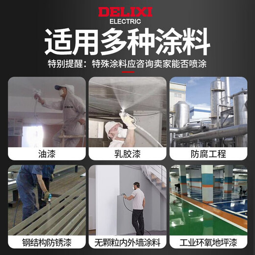 Delixi Electric Hochspannungsluftless Sprühmaschine Kolbenmaschine Latexfarbe Sprühmaschine Innen- und Außenwandfarbe Hochleistungssprühmaschine DLX-A695 Offizieller Standard (3500 W)
