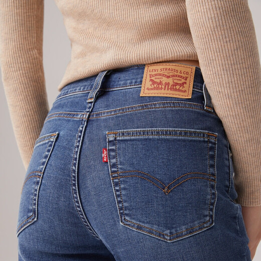 Levi's李维斯冬暖系列女士724高腰修身直筒美式复古时尚牛仔裤 中蓝色 26 (28)