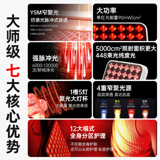 Beauty instrument firming and repairing skin rejuvenation and acne removal spectrometer facial mask household face mask whitening charging portable model [imported light beads] the same as 1048-Exclusive model [1048 beam] large row of lights