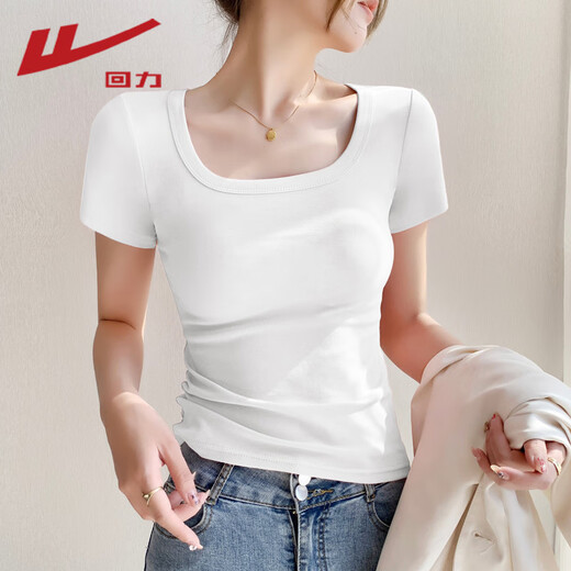 Warrior Slim Fit Square Neck Short Sleeve T-Shirt Women's 2026 Summer Versatile Casual Temperament Top Fashion Simple Women's Clothing