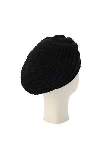 Kate spade new york women's crochet ribbed beret black one size fits all