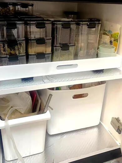 Süßer Miaomiao Schrank Innenschubladen Stachbahn Schiene Pallet Küchenlagerkorb unter Waschbecken Pull-Pull-Aufbewahrungsmaschinenschrank Pallet Weiß mit Spur + Nanokleber 15258 cm