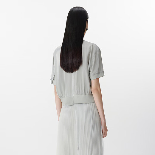 JNBY shopping mall same style 25 summer new shirt short-sleeved V-neck casual 5P4213270 059/cold gray XL