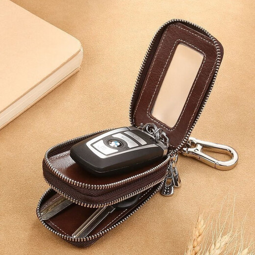
Scarecrow (MEXICAN) double-layer zipper key bag men's large-capacity car key storage bag general car protective cover double-layer zipper-black
