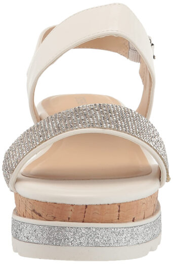 Steve Madden Girls' Trista Wedge Sandal, White, 4 Olds White 4 Olds