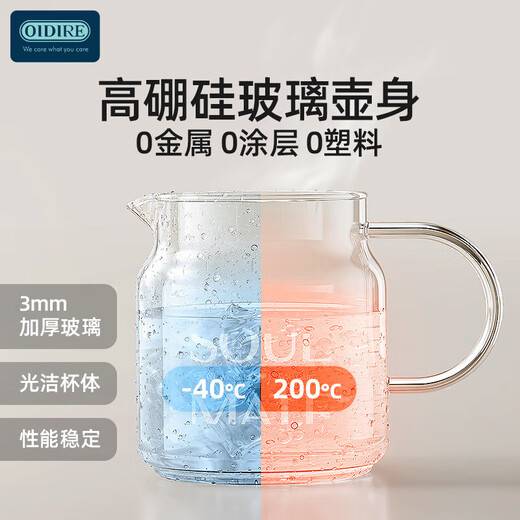 OIDIRE (Odd) Health Pot Full Glass Flower Tea Cup Health Cup Multifunctional 0 Glue Electric Stew Kettle Office Constant Temperature Health Cup 500ML ODI-HC06 Filter Type