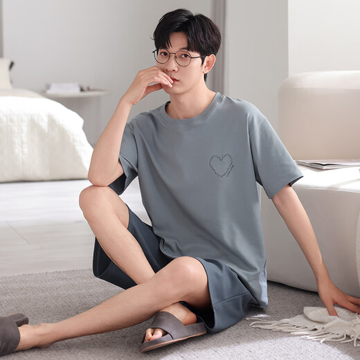 
Catman 100% pure cotton pajamas men's summer short-sleeved suit 5025 new cotton can be worn for boys' home clothes summer 702 L [110-135Jin [Jin equals 0.5 kg]]