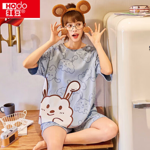 Site Web officiel de Hongdou (Hodo) [Recommandé par la mère centrale] Pajamas pour femmes pour l'été ensemble à manches courtes pour femmes à manches courtes Coton Pure Coton Summer Coréen Minaison Étudiant, Automne et Hiver Home Cloth