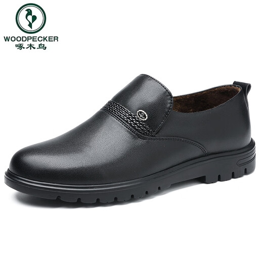 
Woodpecker men's leather shoes genuine leather spring and summer black soft leather breathable extra large size 45 formal wear 46 business 47 casual 48 soft sole 9901 black [four seasons] 49