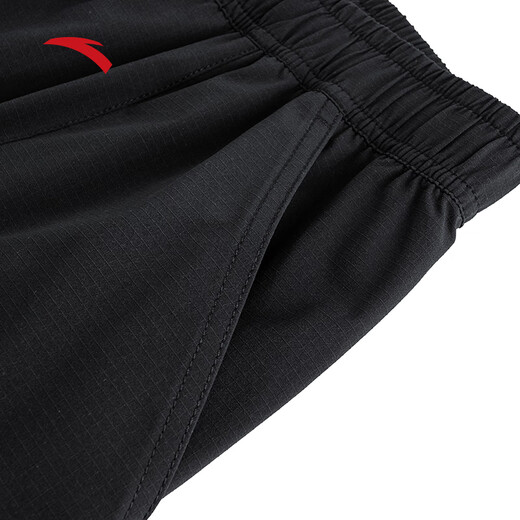ANTA Trendy American Woven Casual Pants Men's 2025 New Loose Straight Pants Wide Leg Workwear Sports Pants Basic Black-4 L (Male 175)
