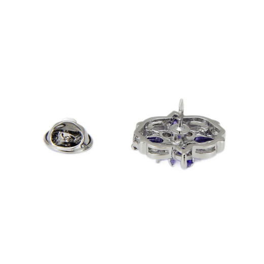 Shijun (Shijun) Herrenbrosche Anzug Brosche plattierte Platin -Zirkonkristall Charming Purple Duke Silber Retro Kragen Pinnese Anzug Brosche Deep Blue Duke Platinum Brosche + Manschettenlink Set