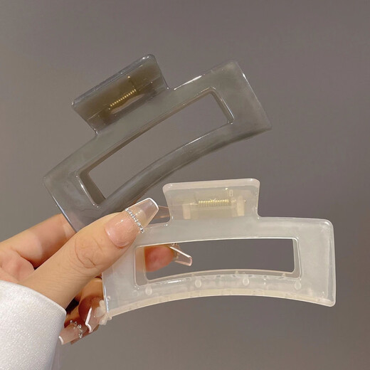 Demina's new adult simple temperament square jelly clip for hair on the back of the head, fresh hair clip, Korean style fashionable shark clip, square jelly gray 8.5CM