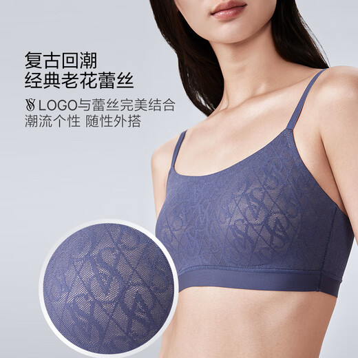 维多利亚的秘密（Victoria's Secret）5折起|维密经典LOGO老花蕾丝返定杯背心式文胸内衣女薄款 54A2经典黑-6630 XS