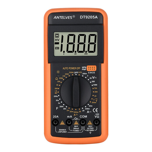 Renjuyi personnalisé DT9205A Multimètre numérique numérique haute précision intelligent anti-brûlant Affichage électronique numérique et batterie de réparation du compteur de test + 9v Batterie de sauvegarde 9V