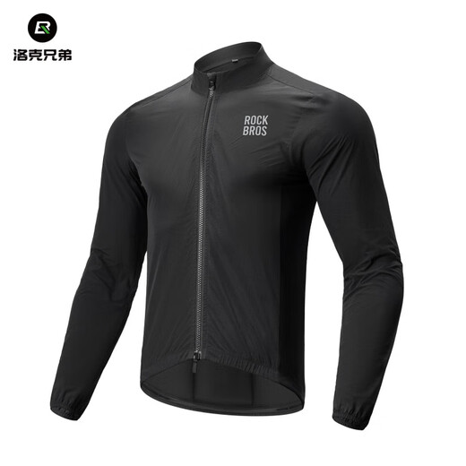 ROCKBROS Cycling Windbreaker Windproof Cycling Jacket Road Bike Long Sleeve Breathable Top Men's Spring and Summer Black (European Size) L
