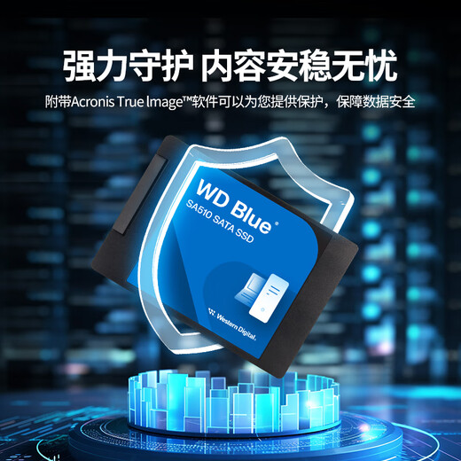 Western Digital (WD) ordinateur de bureau portable Disque SSD SA510 SATA M.2 Blue série Technologie 3D lecture et écriture haute vitesse WD Blue SATA | Modèle performant haute capacité 1 To